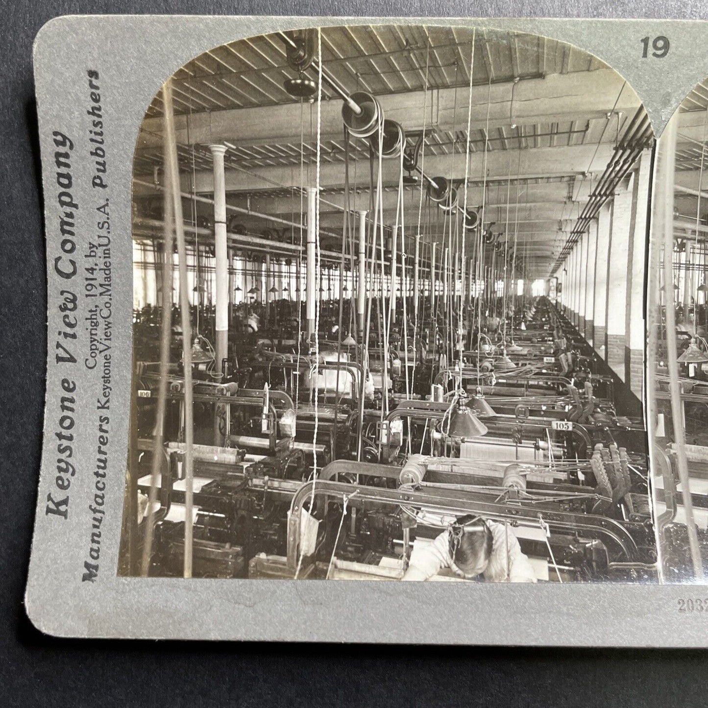 Antique 1914 Silk Weaving Factory Manchester CT Stereoview Photo Card P1670