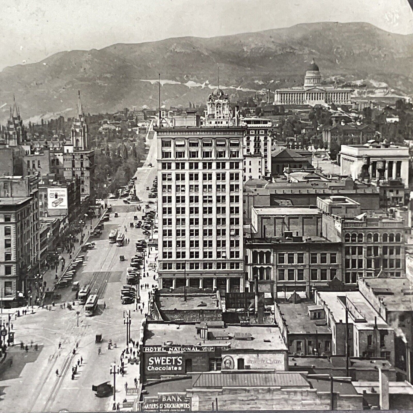 Salt Lake City Utah Aerial View Stereoview Antique c1920s Y987