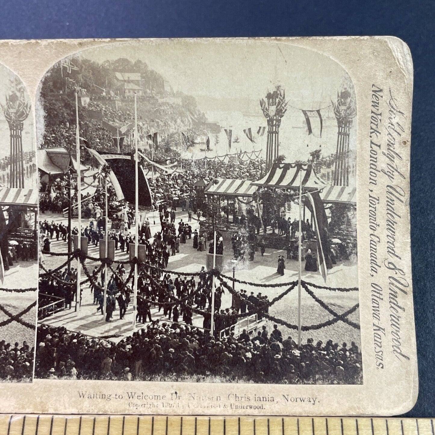 Antique 1890s Dr. Nansen Parade Oslo Norway Stereoview Photo Card P3864