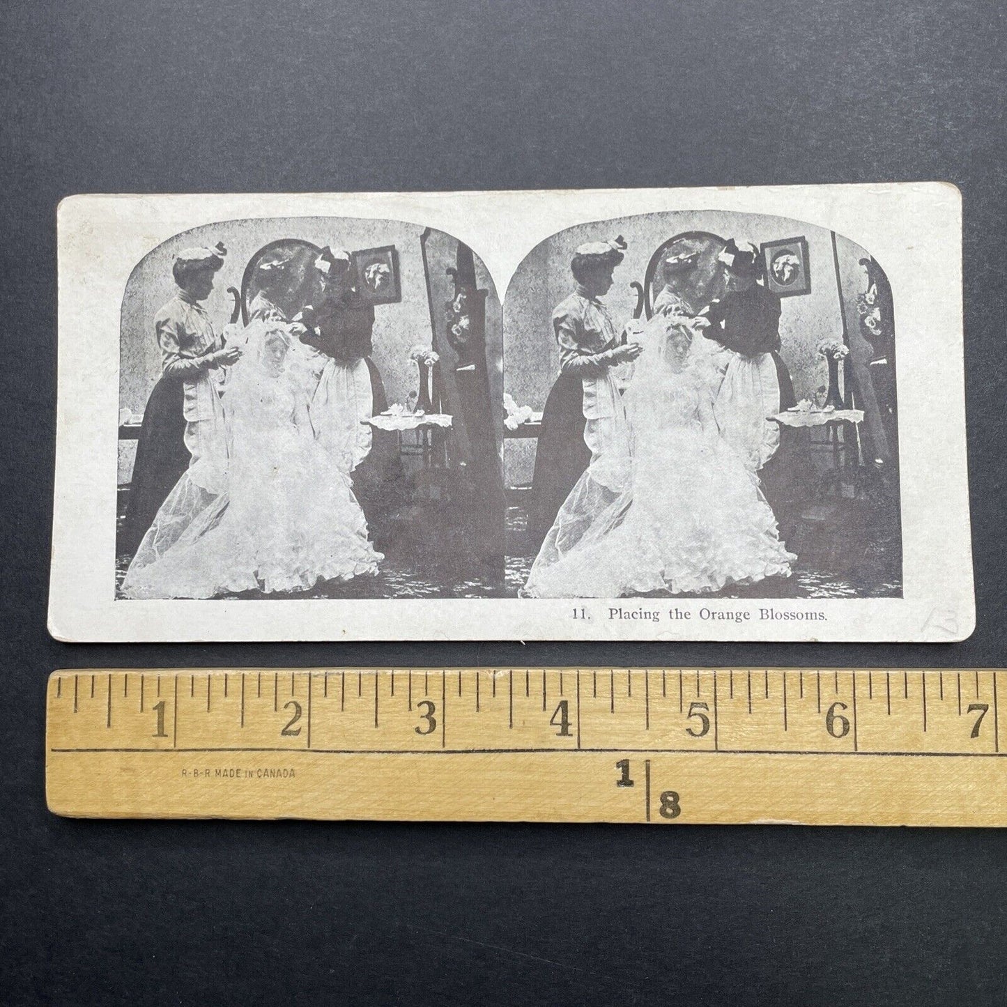 Antique 1905 Maidens Prepare The Bride Wedding Stereoview Photo Card P580-027