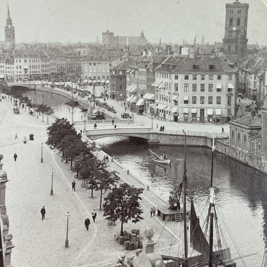 Antique 1897 Copenhagen Denmark City Center Stereoview Photo Card P3842