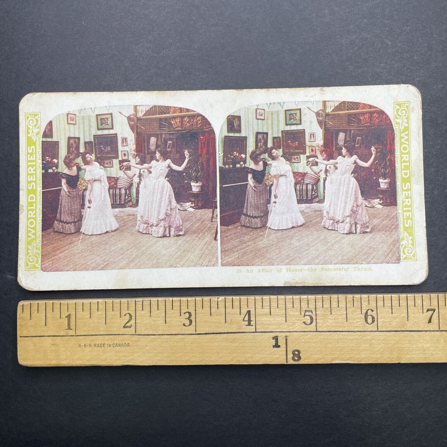 Antique 1906 Women Fencing Each Other Stereoview Photo Card P1145