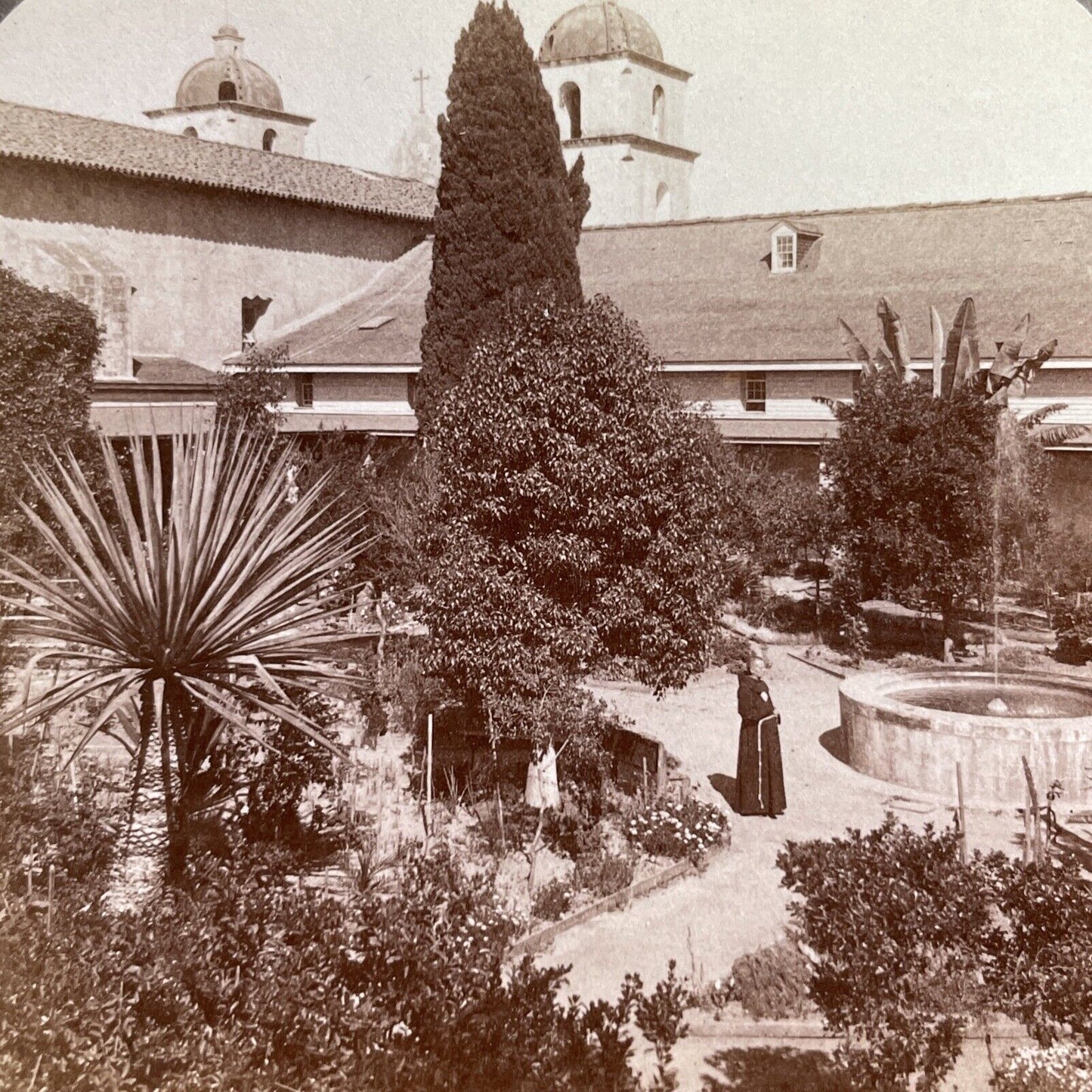 Antique 1902 Santa Barbara California Hotel Mission Stereoview Photo Card P1396