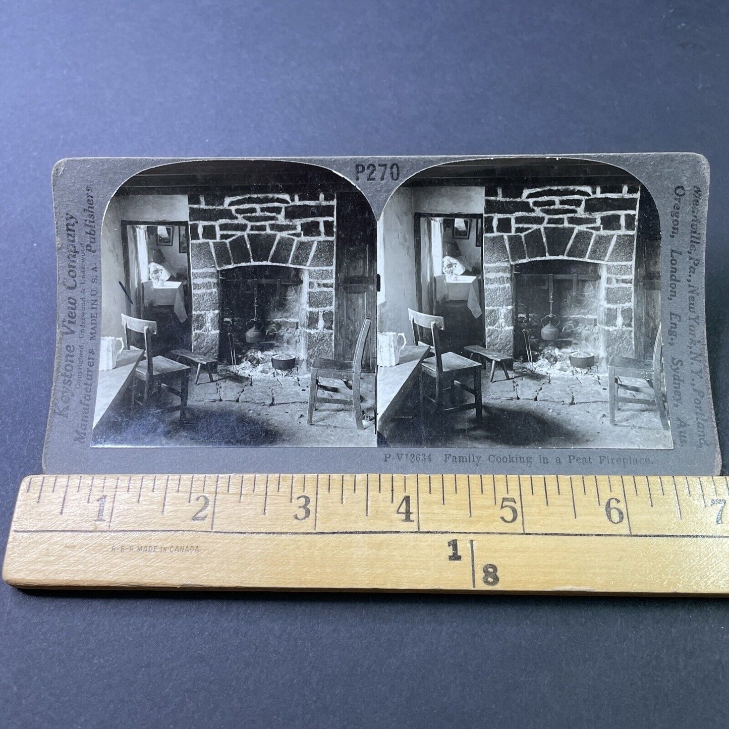 Antique 1899 A Peat Stone Fireplace In Rural Ireland Stereoview Photo Card P2833