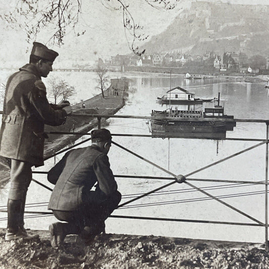 Antique 1918 US Army In Germany WW1 Stereoview Photo Card P4945