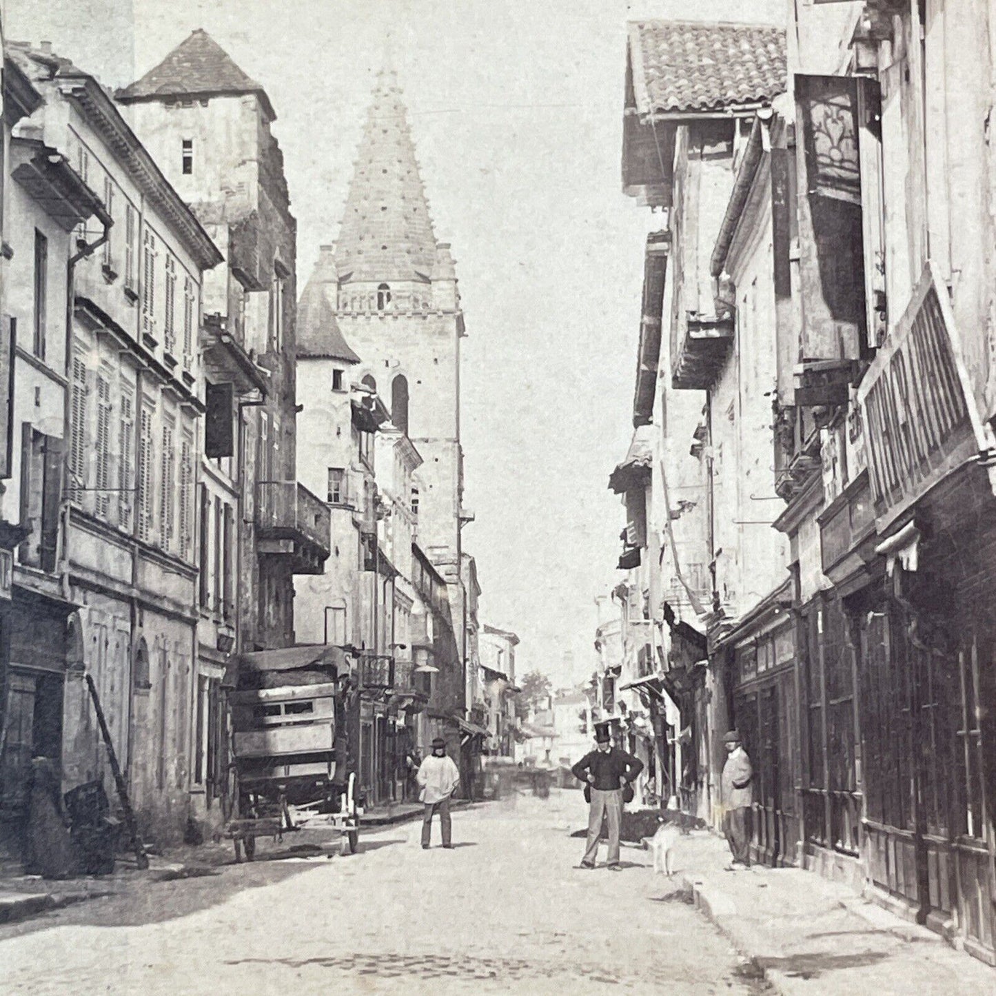 The Grand Rue Lisieux Normandy France Stereoview Antique c1860s X3269