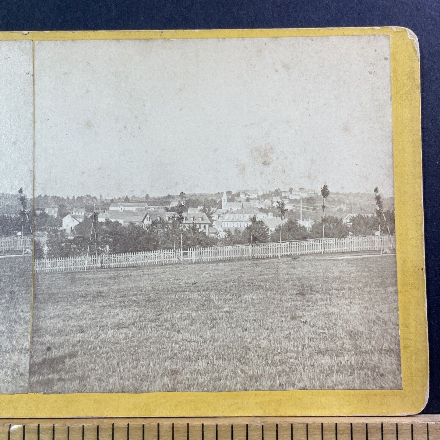 Wolfeboro NH Downtown Stereoview Photo Card ET Brigham Antique c1875 X1207