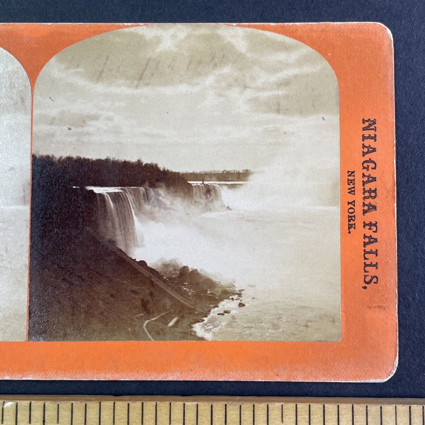 Niagara Falls New York Side Stereoview George Barker Antique c1870s Y2472