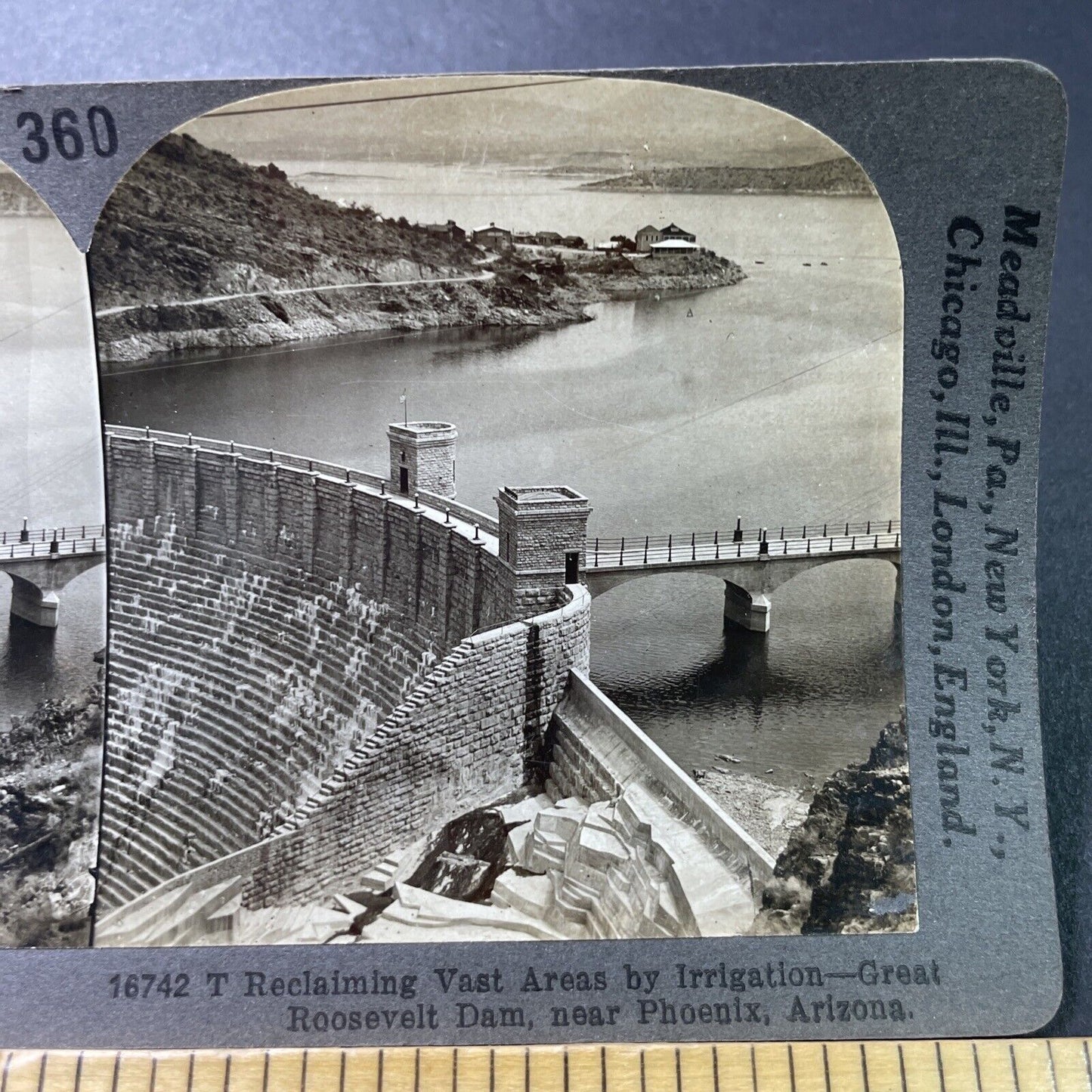 Antique 1910s Theodore Roosevelt Dam Arizona Stereoview Photo Card P3209