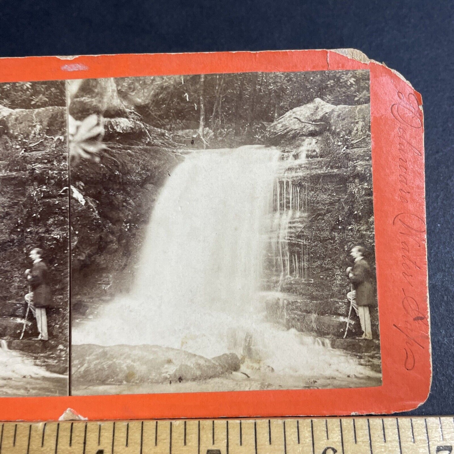 Antique 1860s Delaware Water Gap Waterfall Falls Stereoview Photo Card P4793