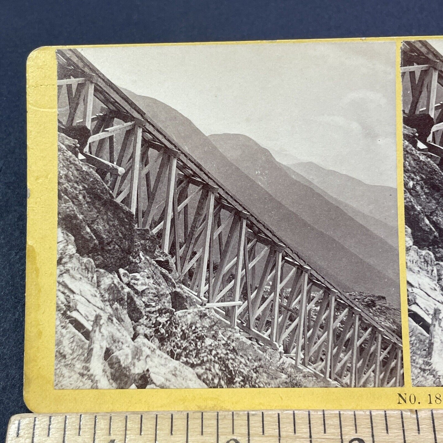 Antique 1870s Mount Washington Train Railroad NH Stereoview Photo Card V2064