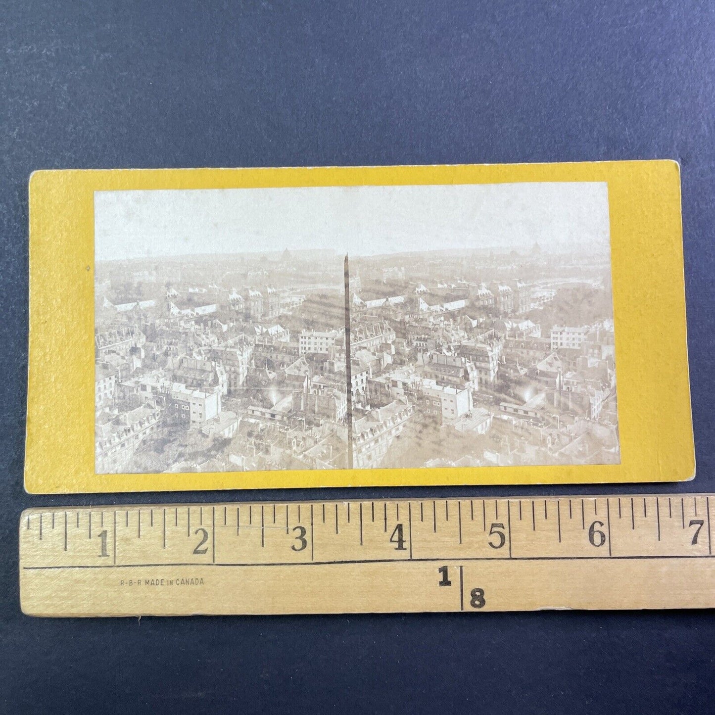 Paris France Panorama View Stereoview Yellow Card Antique c1860 X3844