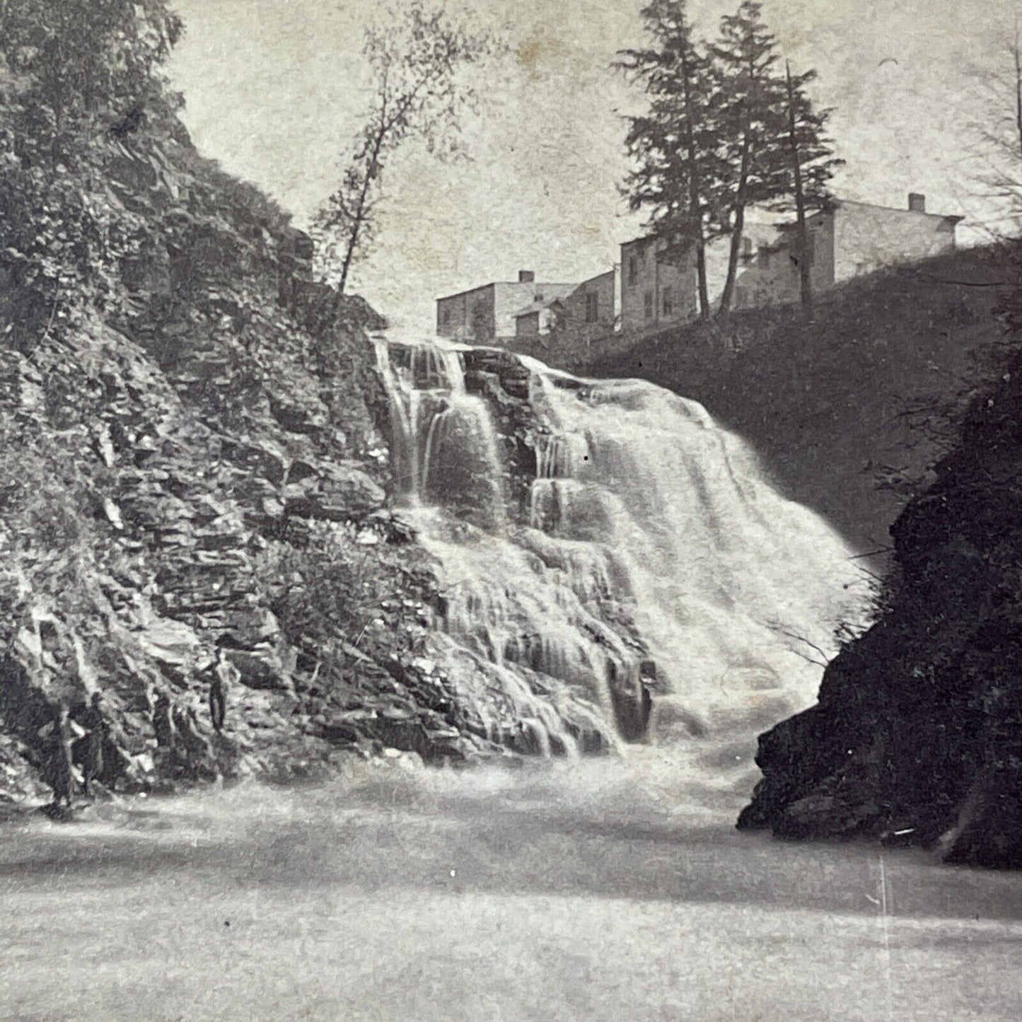 Waterfall On Poestenkill River New York Stereoview NY Antique c1865 X2429