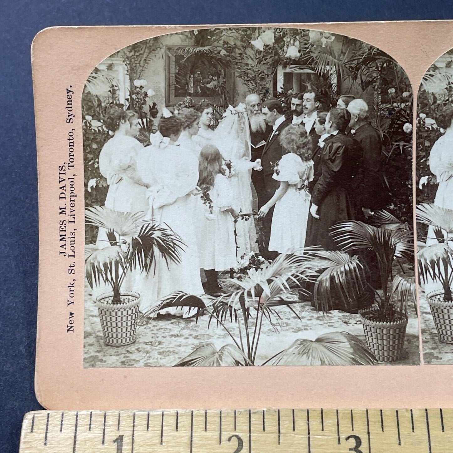 Antique 1897 Victorian Bride & Groom At The Alter Stereoview Photo Card P2952