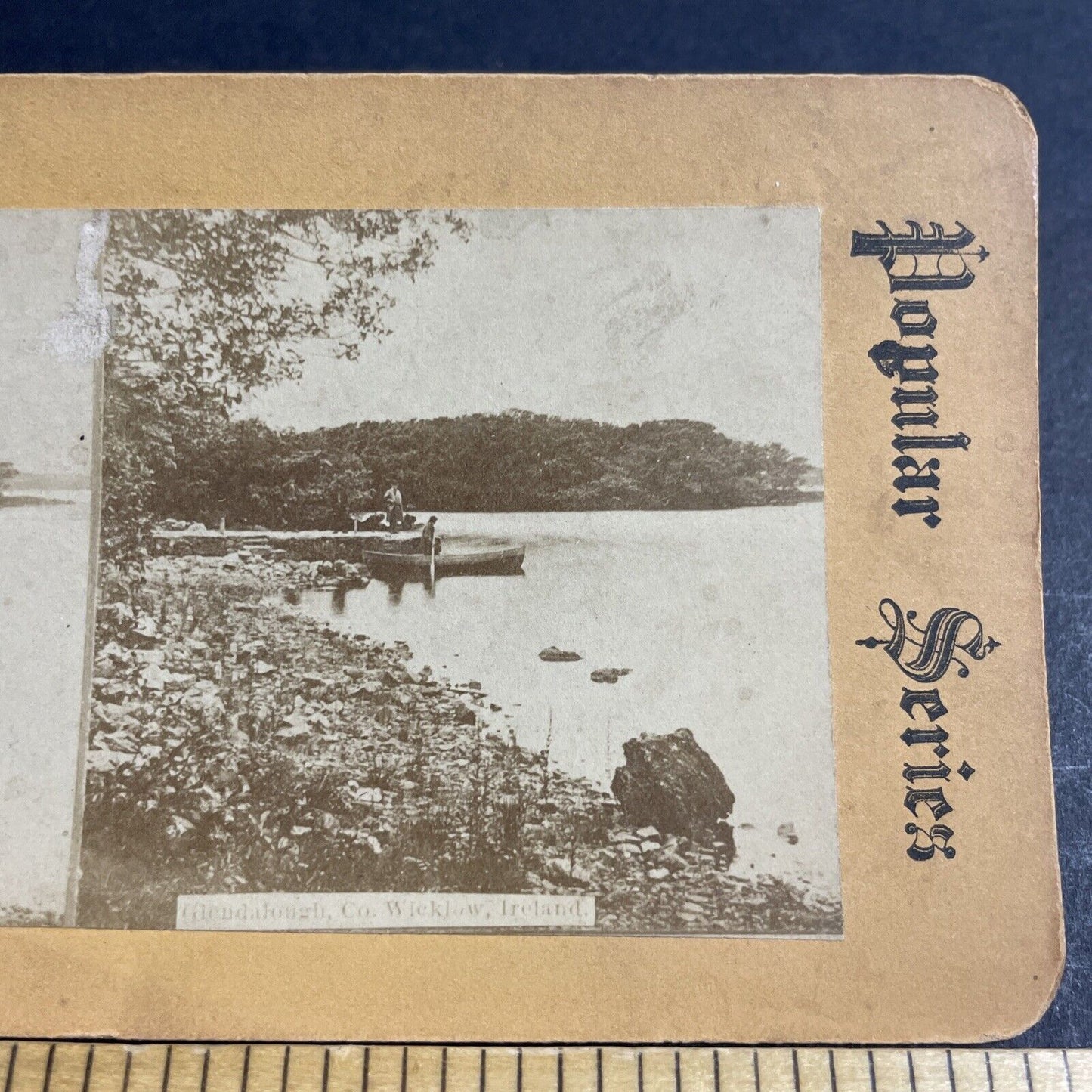 Antique 1870s Glendalough Lower Lake Ireland Stereoview Photo Card P4545