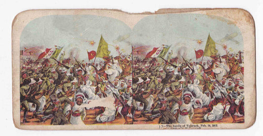 Antique 1911 Italian Invasion Of Tobruk Libya Hand-Colored Stereo Card P177