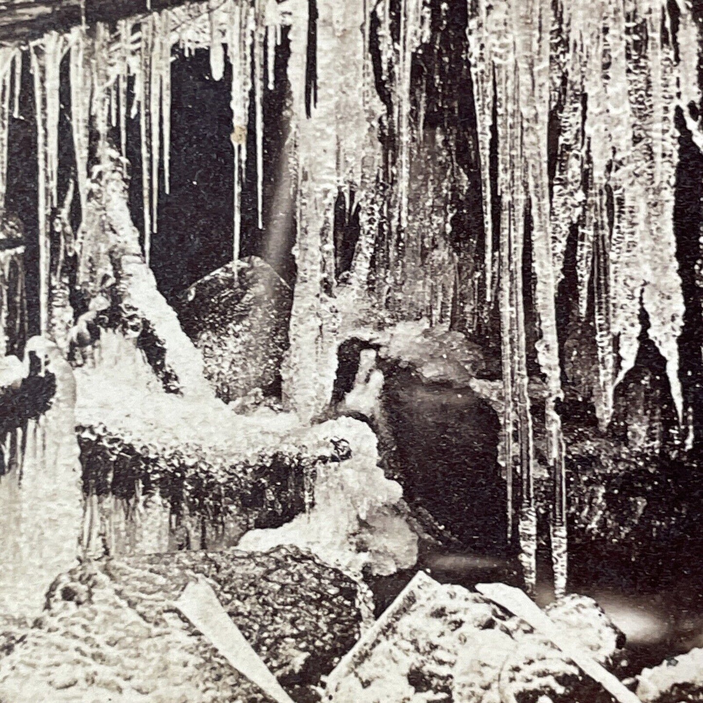 Ice Caverns White Mountains NH Stereoview Photo Card Antique c1880s X882