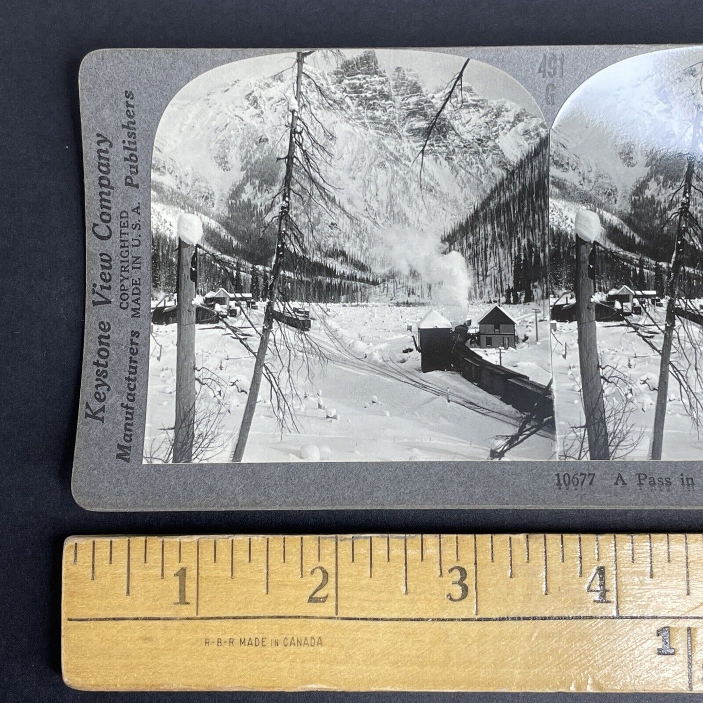 Antique 1905 Train Rail Pass Selkirk Mountains BC Stereoview Photo Card P888