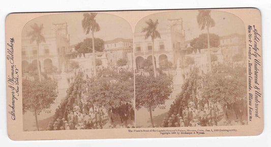 Antique 1899 US Army Troops At General's Palace, Havana, Cuba Stereo Card P145