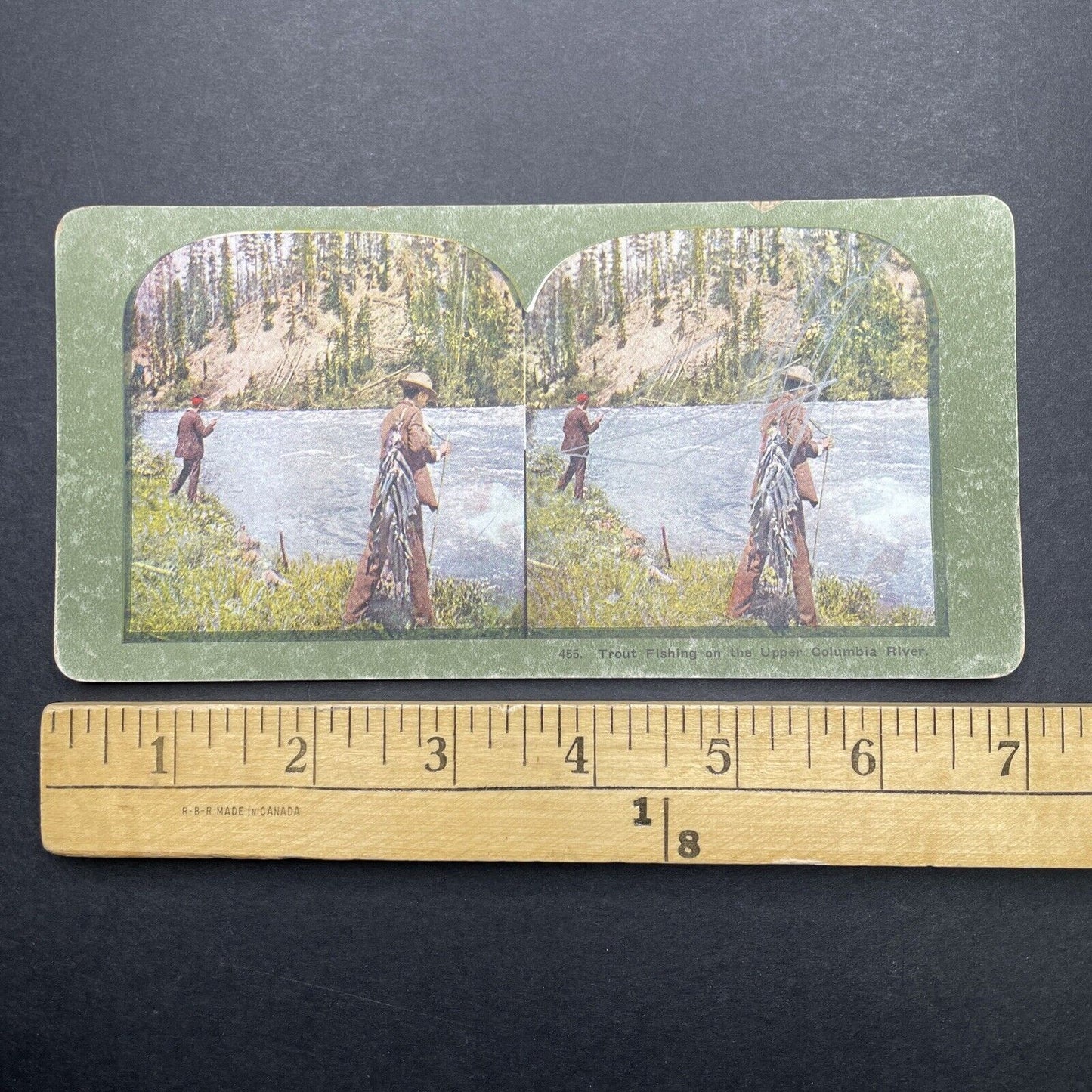 Antique 1899 Fishing Near Kettle Falls Washington Stereoview Photo Card P580-072