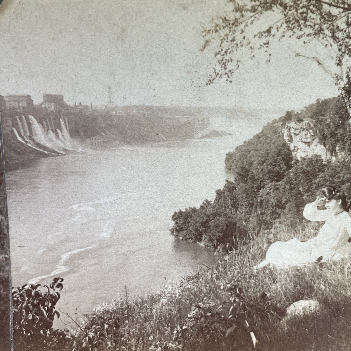 Antique 1903 Woman In Queenston Heights Ontario Stereoview Photo Card P580-081