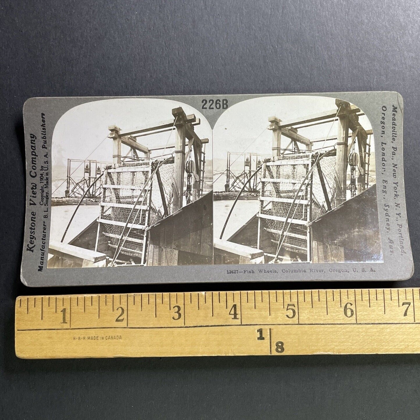 Antique 1904 Fish Wheel Columbia River Oregon Stereoview Photo Card P1609