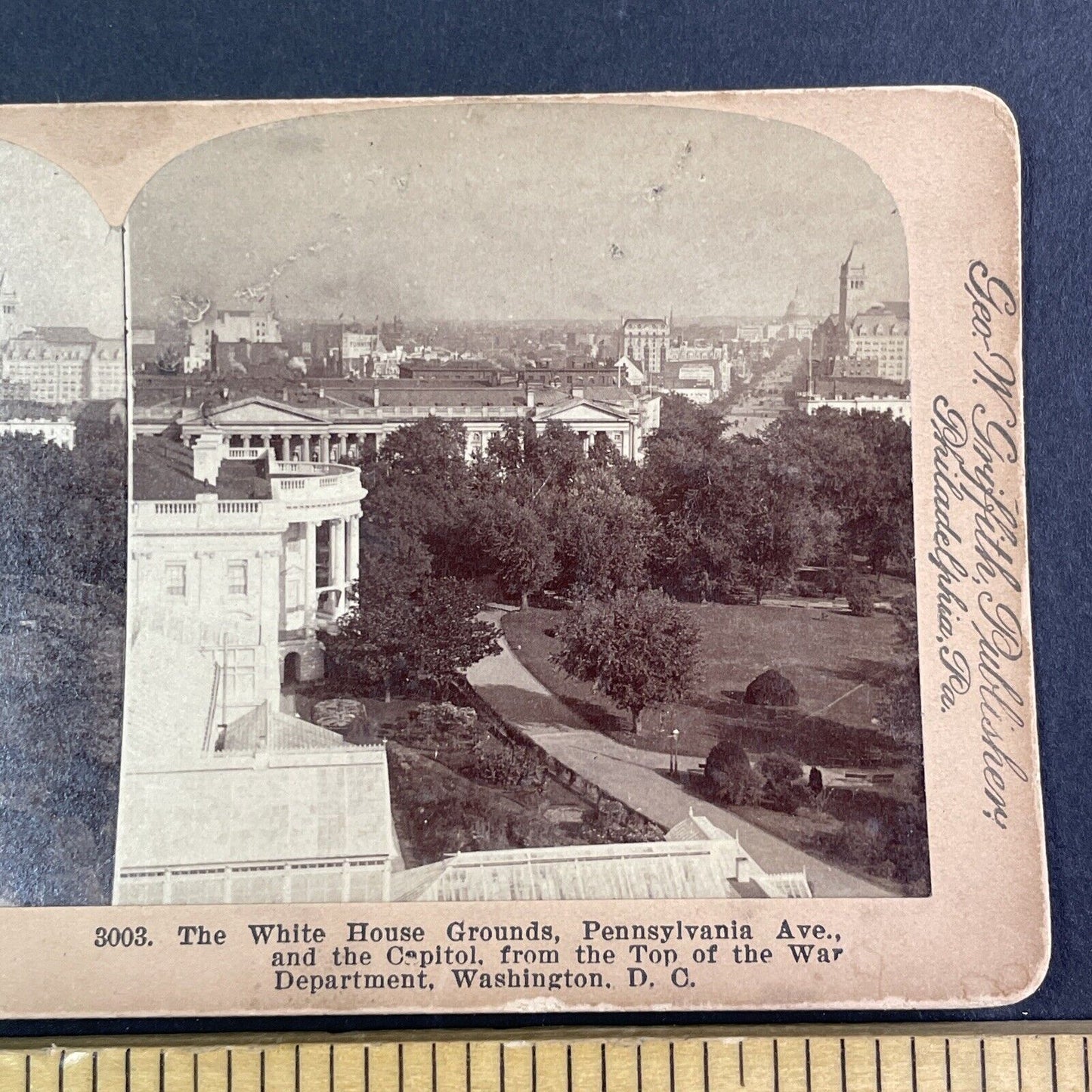 Side View of The White House Washington D.C. Stereoview Antique c1890 X4113