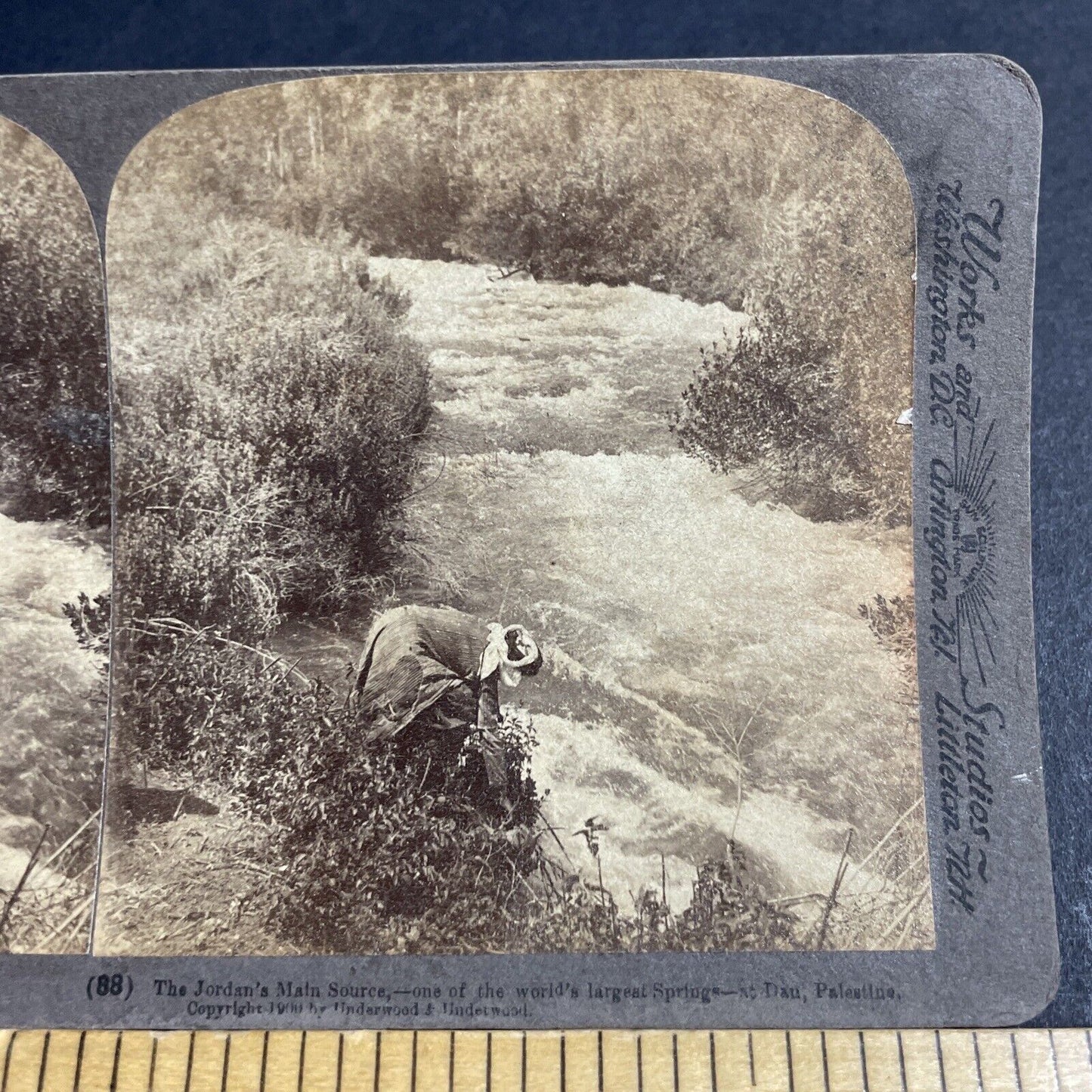 Antique 1900 Spring Water River Country Of Jordan Stereoview Photo Card P4189