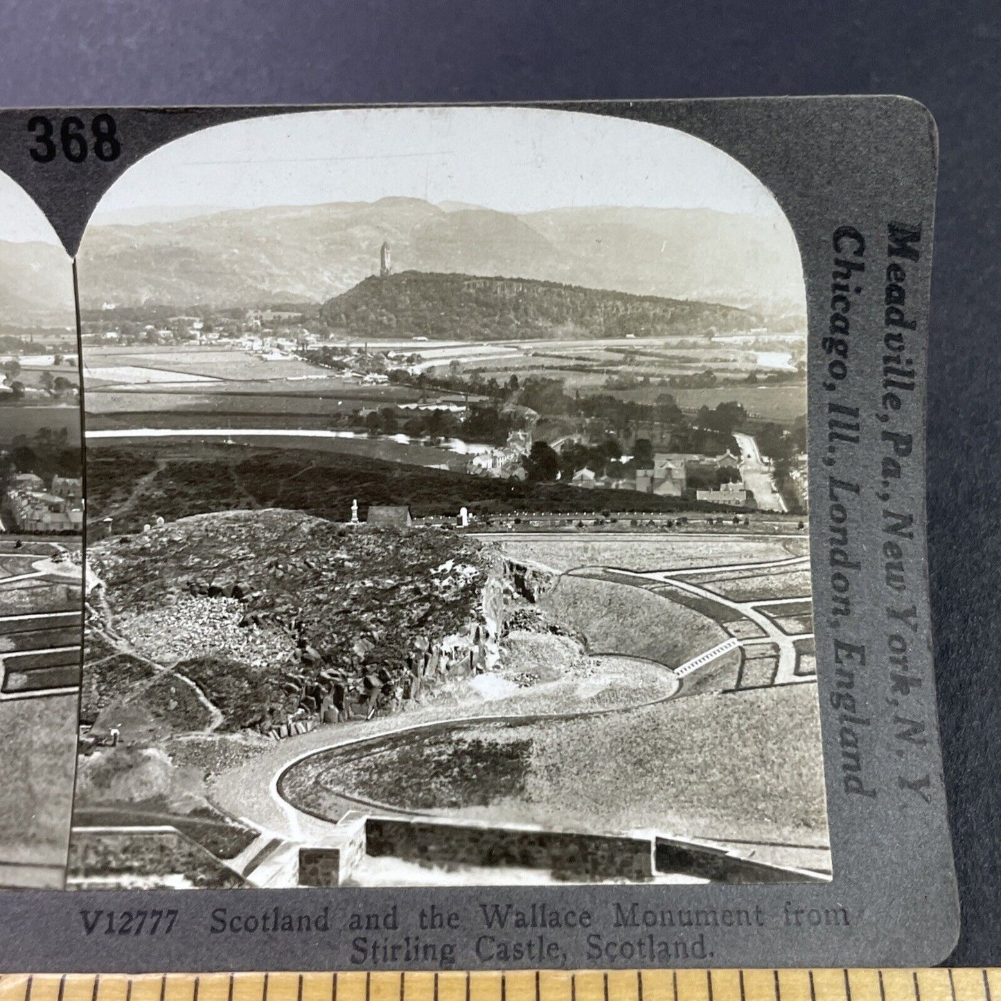 Antique 1910s Fortified Defenses Stirling Scotland Stereoview Photo Card P3764