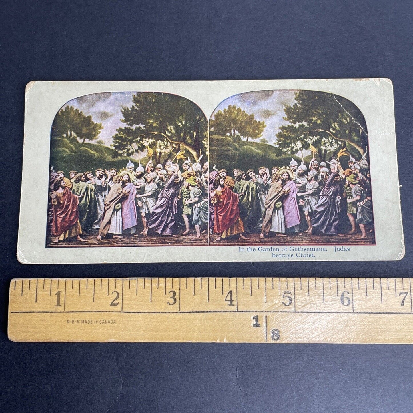 Antique 1902 Judas Betrays Christ Garden Gethsemane Stereoview Photo Card P1066