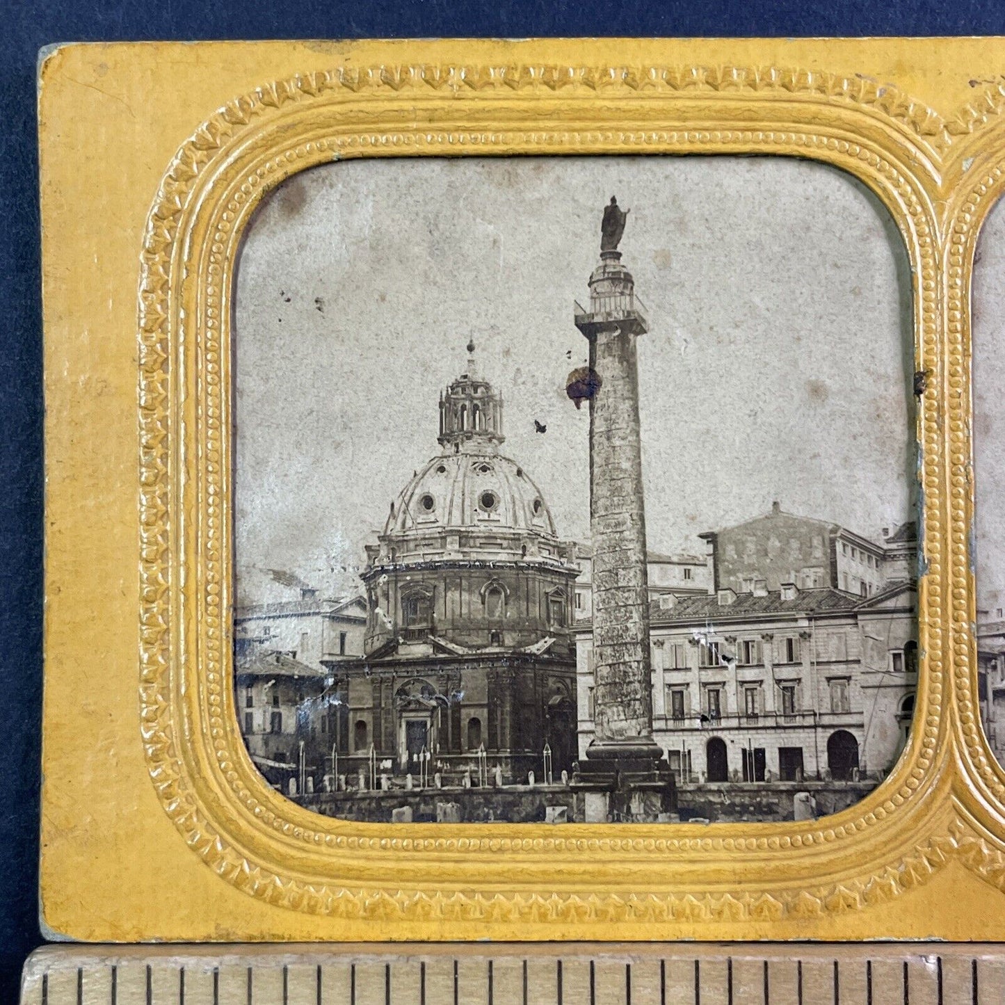 Trajan's Column Rome Italy Stereoview French Tissue Antique c1850s XT2106