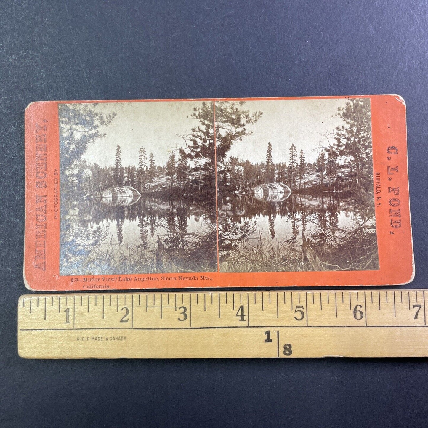 Lake Angela Donner Pass Summit Stereoview California C.L Pond Antique c1870 Y026