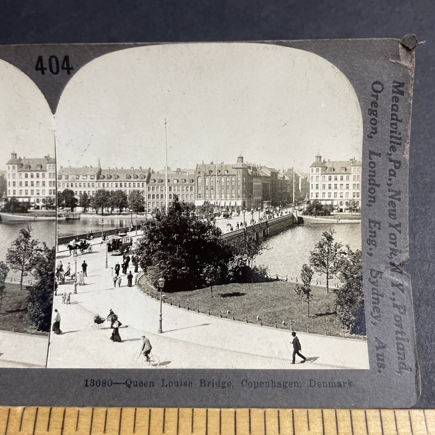 Antique 1910s Copenhagen Denmark Bridge & Palace Stereoview Photo Card P3653