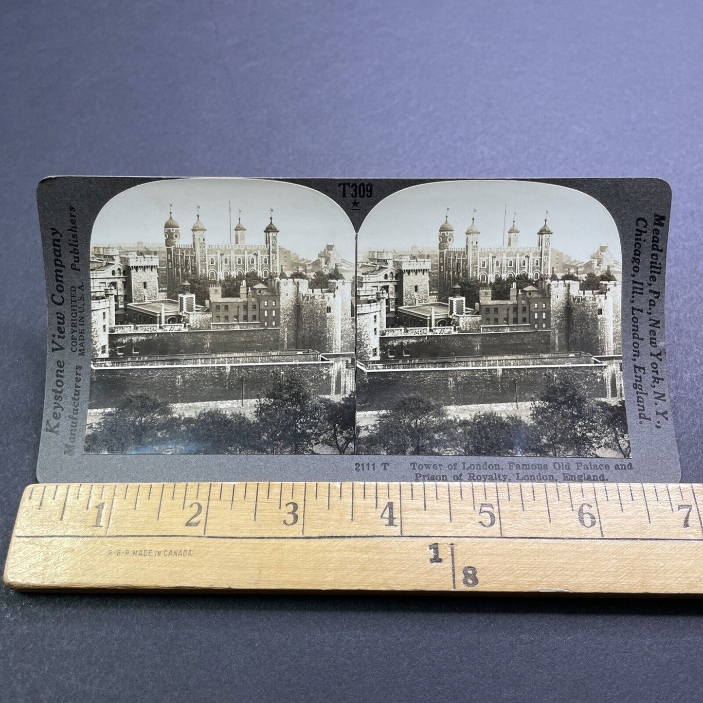 Antique 1909 The Tower Of London England UK Stereoview Photo Card V2856