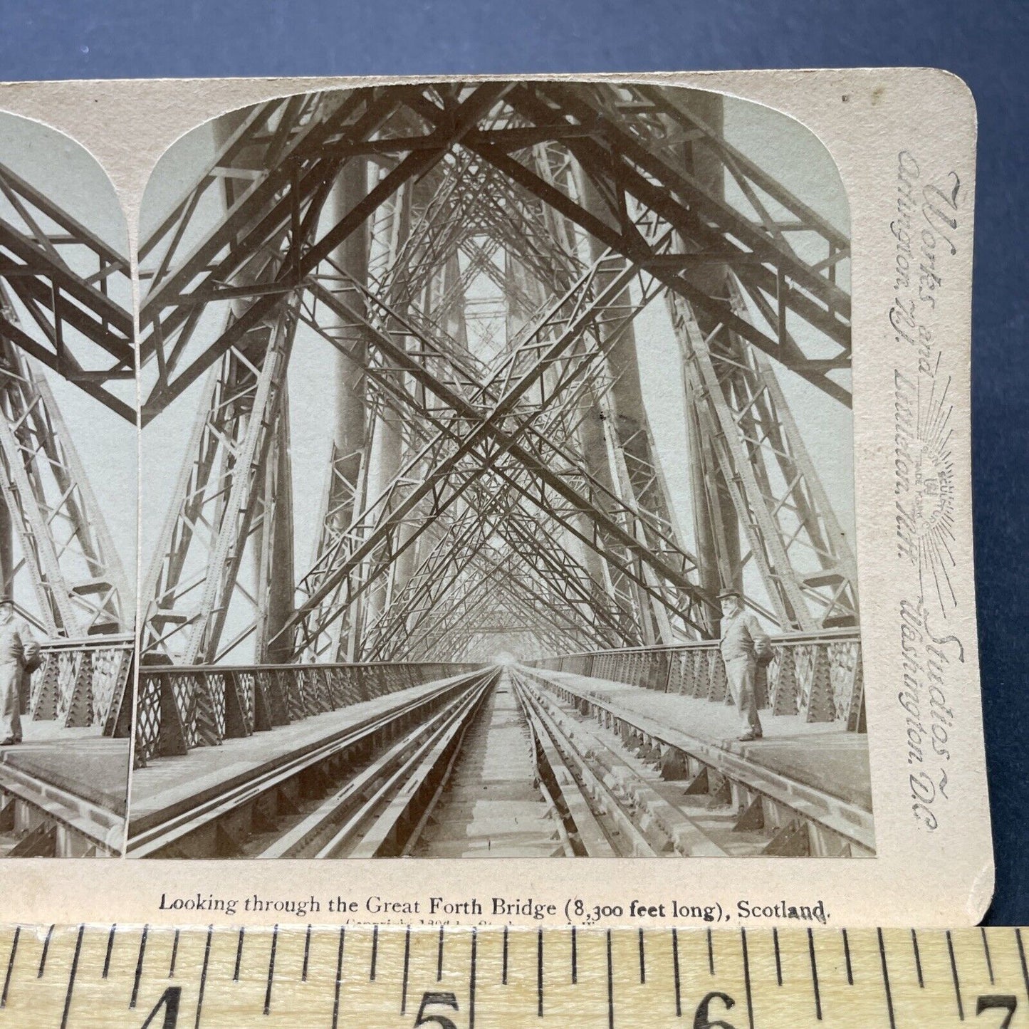 Antique 1896 Forth Train Rail Bridge Scotland Stereoview Photo Card P2388