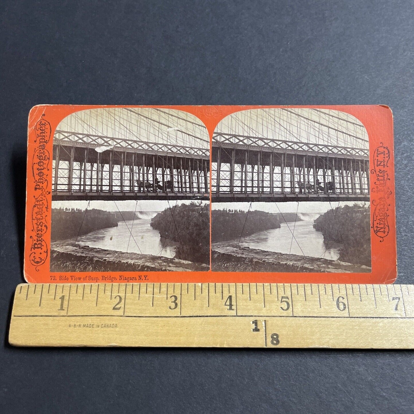 Antique 1860s Niagara Falls Rail Suspension Bridge Stereoview Photo Card P5548