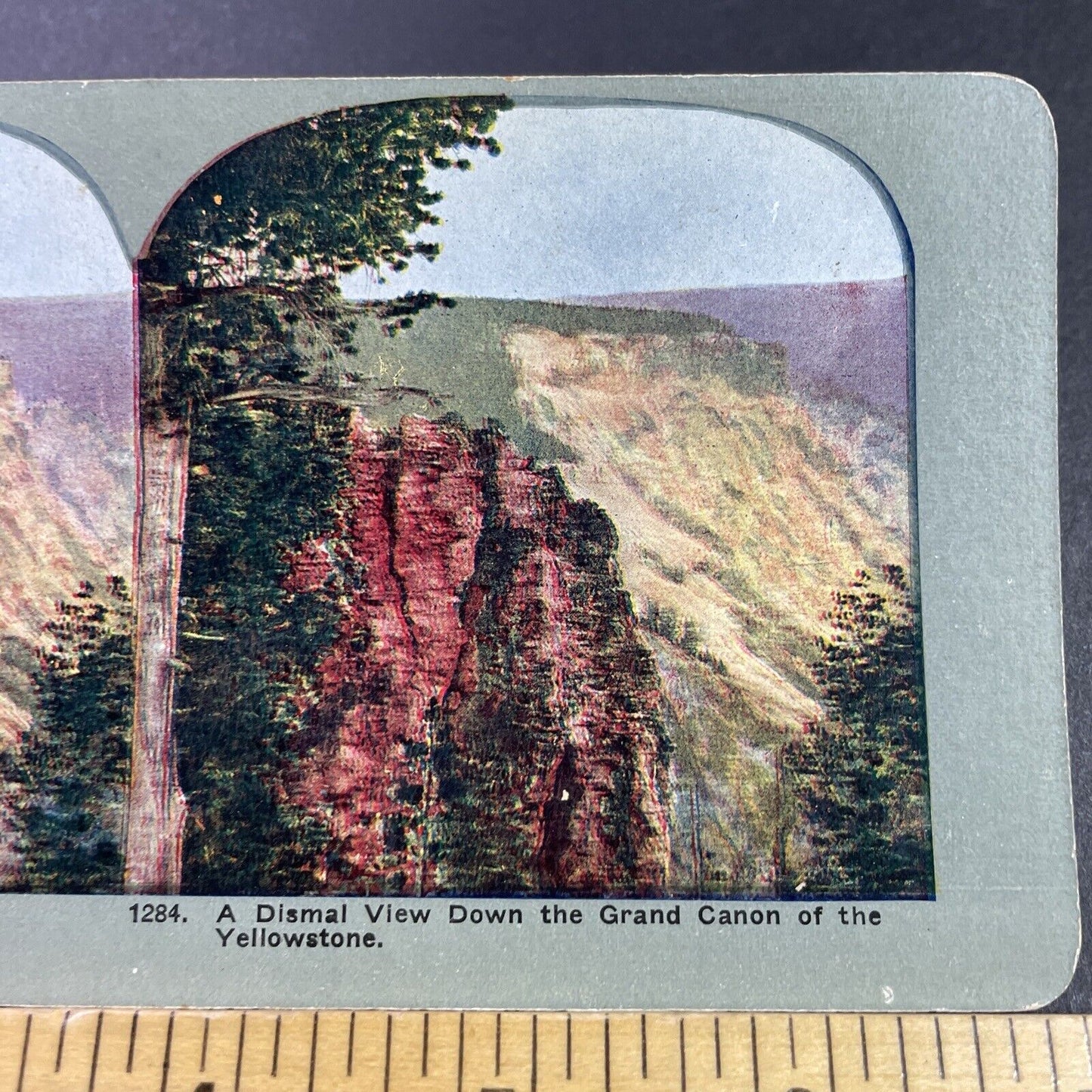 Antique 1910s Grand Canon Yellowstone Park Colored Stereoview Photo Card P3453