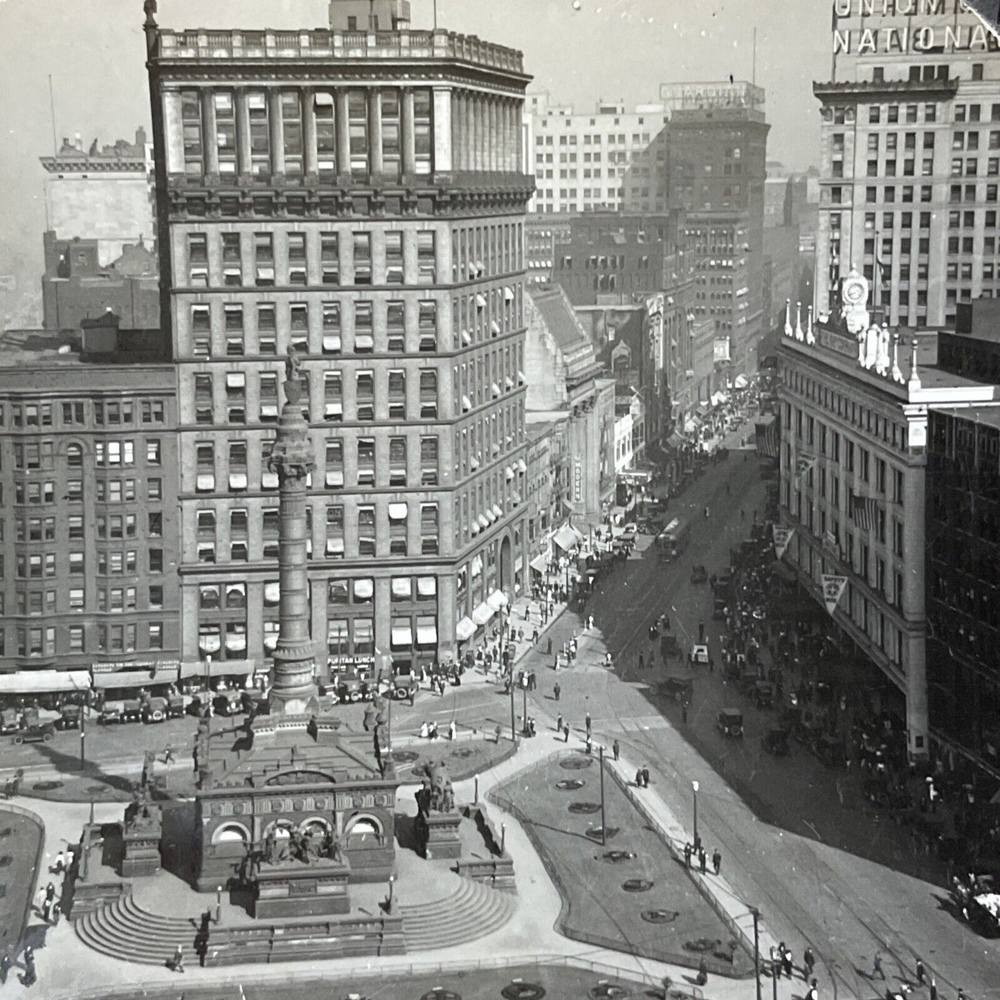 Antique 1920s Cleveland Ohio Downtown View Stereoview Photo Card V1859