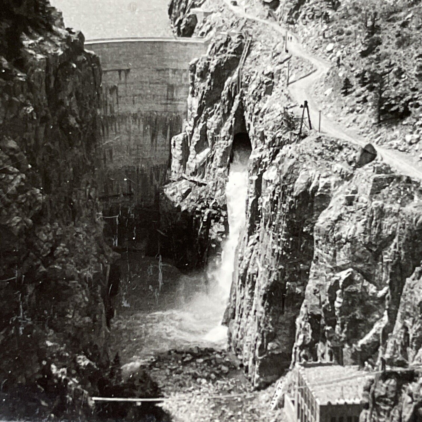 Antique 1928 Buffalo Bill Dam Shoshone Wyoming Stereoview Photo Card V2170