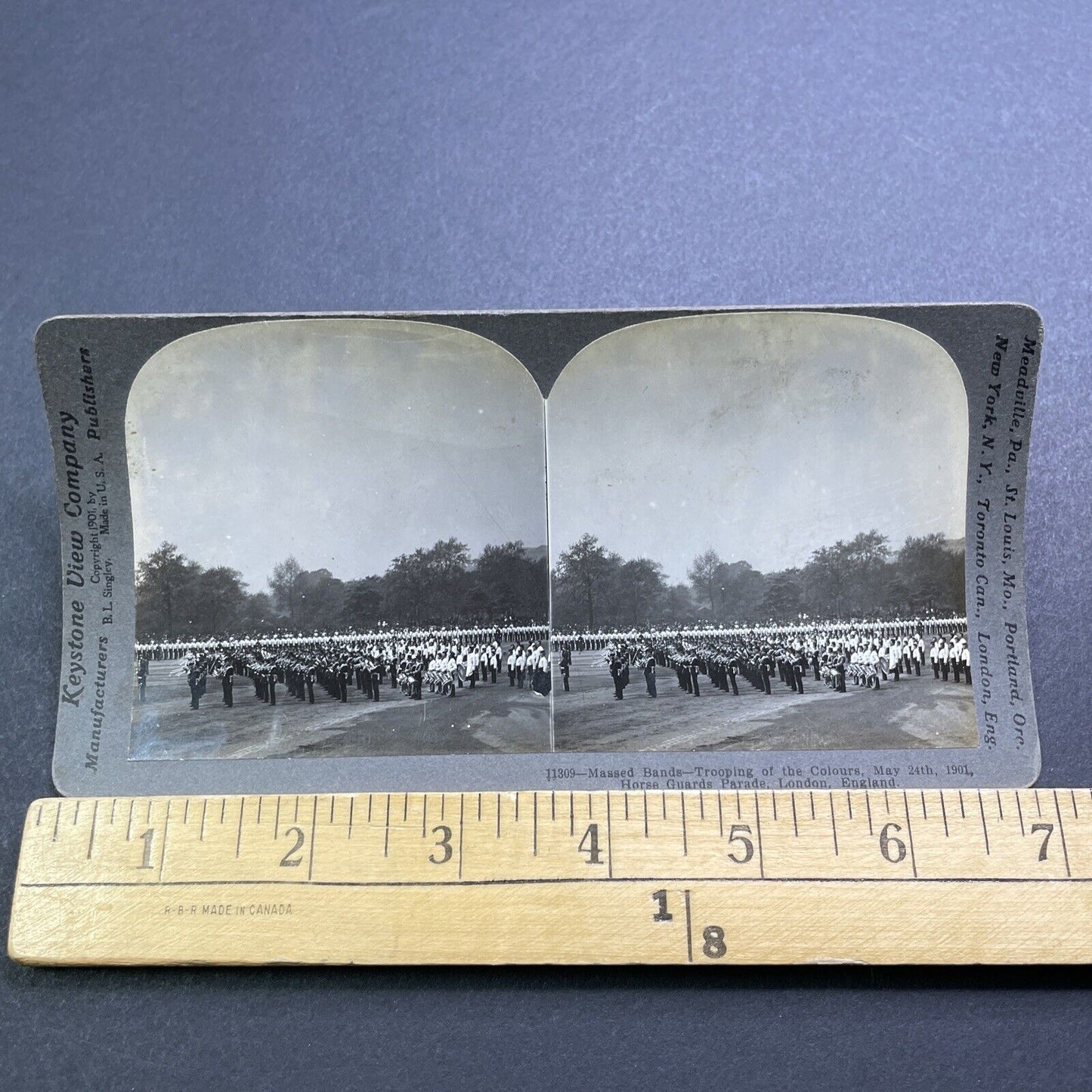 Antique 1901 Colour Guard Military Parade London UK Stereoview Photo Card V2884