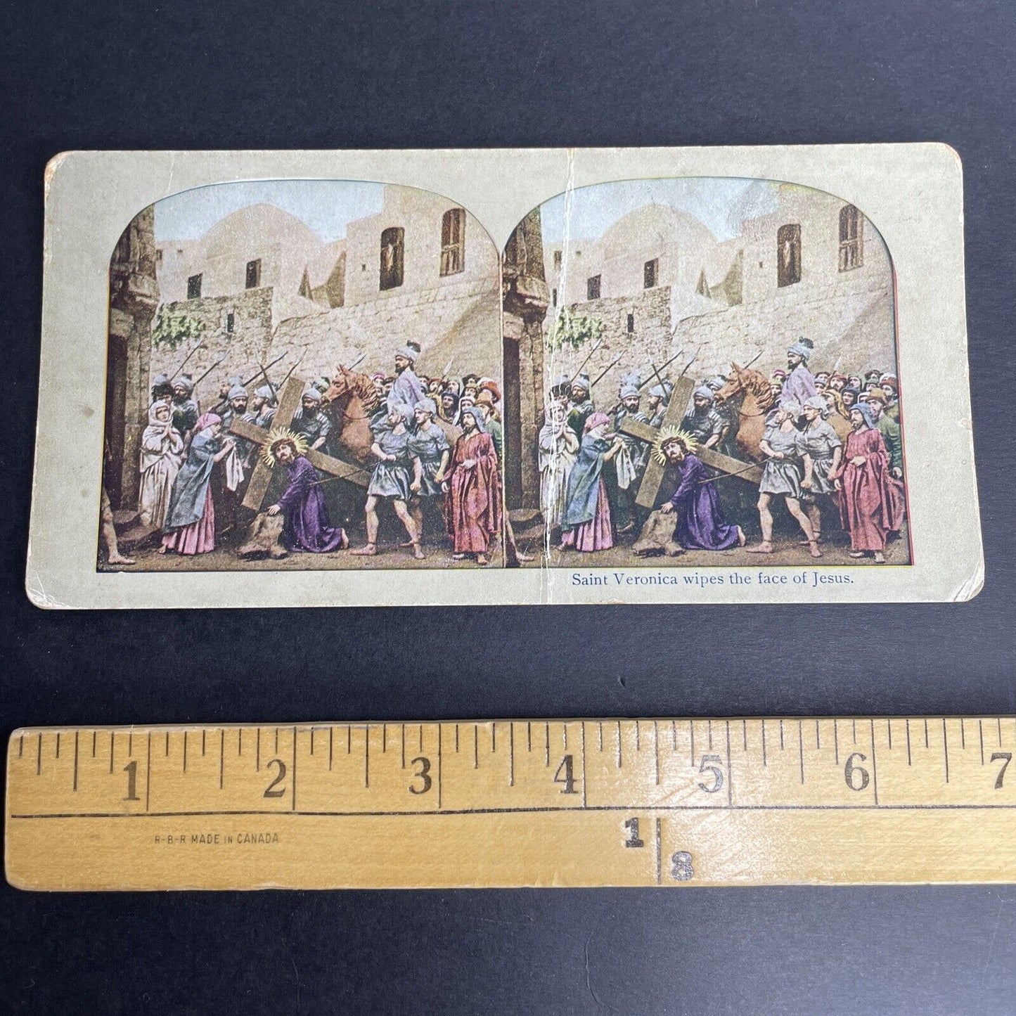 Antique 1902 Saint Veronica Wipes The Face Of Jesus Stereoview Photo Card P1053