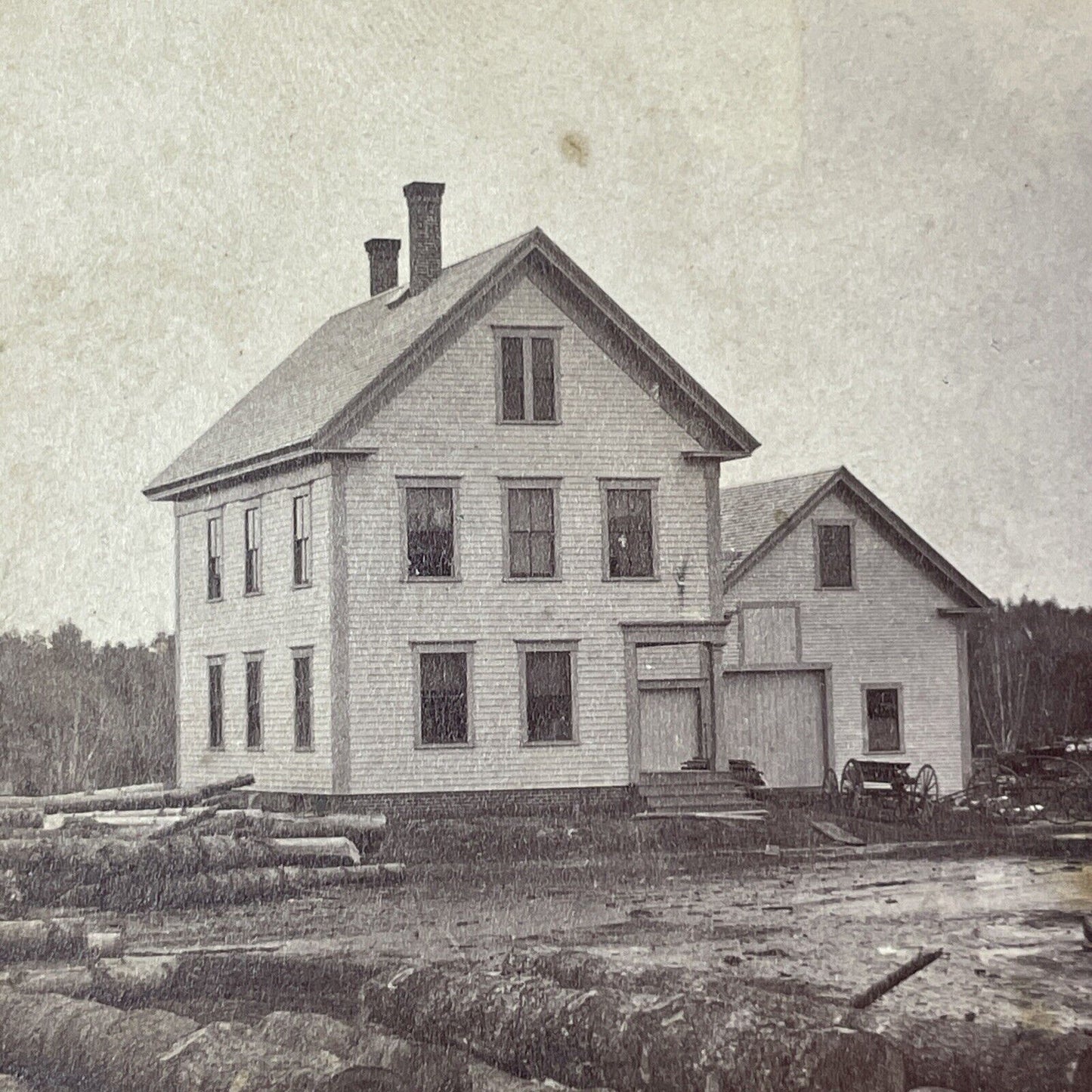 The Osgood House Stereoview Newton New Hampshire Photo Card Antique c1869 X893