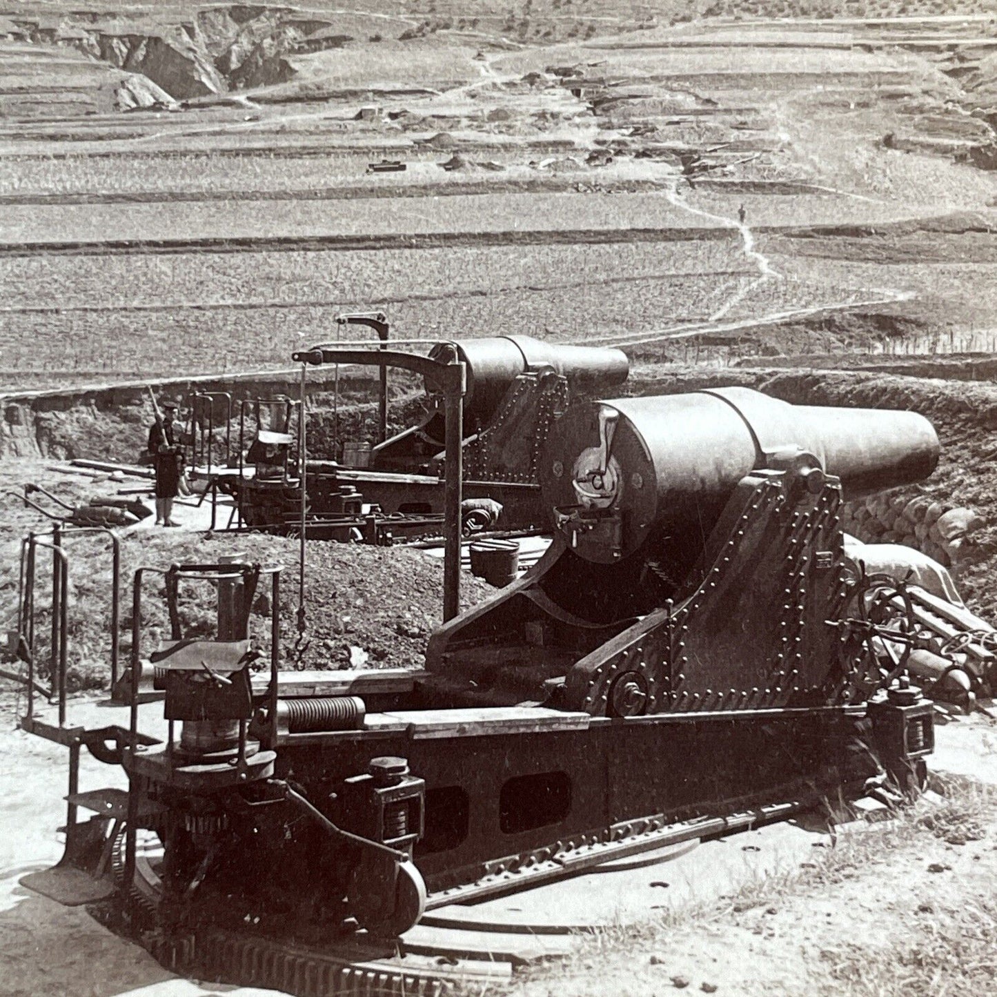 Japanese Heavy Artillery Stereoview Russo-Sino War Antique c1905 X4192