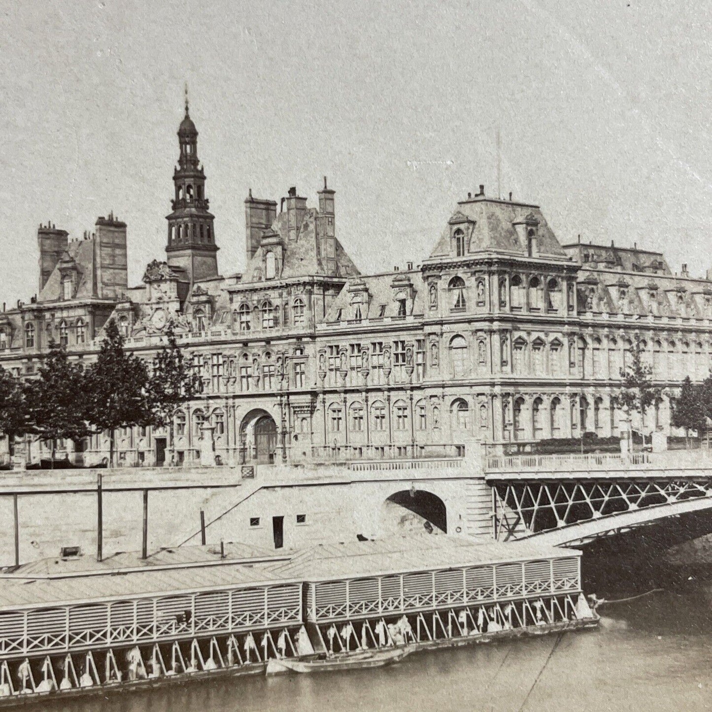 Antique 1870s Hotel De Ville Paris France Stereoview Photo Card P4162