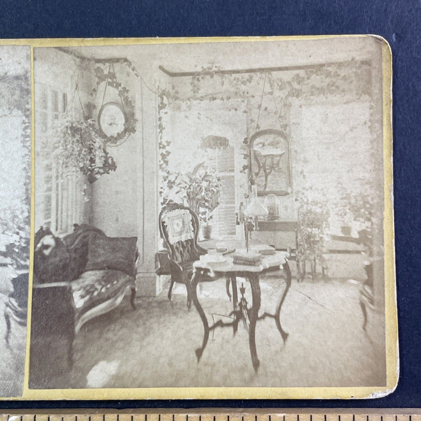 Typical Victorian Living Room Stereoview OOAK Antique c1870 X3840