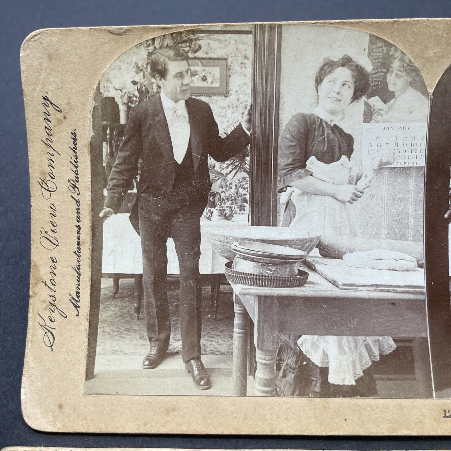 Antique 1903 Man Attempts To Seduce French Maid Stereoview Photo Card P2597