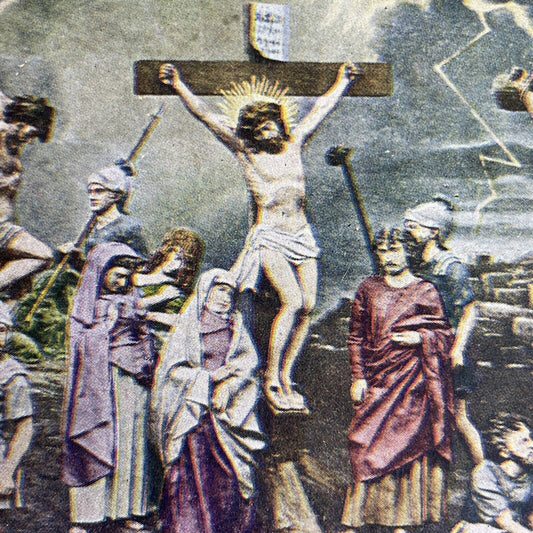 Antique 1902 Jesus Nailed To The Cross Crucifixion Stereoview Photo Card P1057