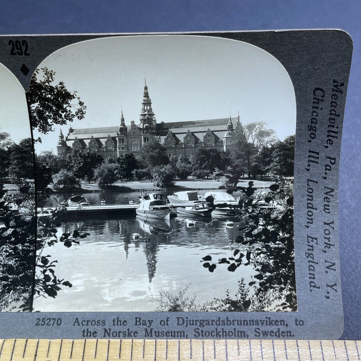 Antique 1920s Djurgardsbrunnsviken Stockholm Sweden Stereoview Photo Card P1949