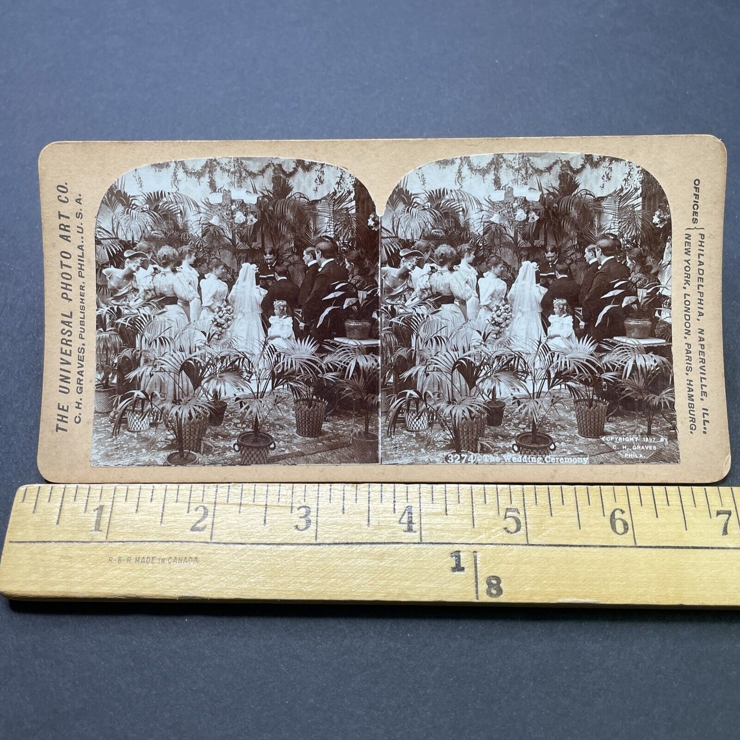 Antique 1897 Typical Victorian Wedding Ceremony Stereoview Photo Card P2565