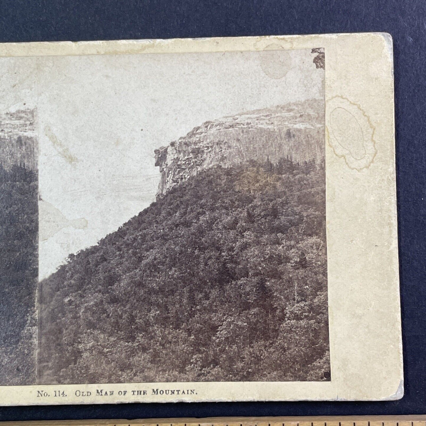 Old Man of the Mountain New Hampshire Stereoview J.P. Soule Antique c1870s Y868